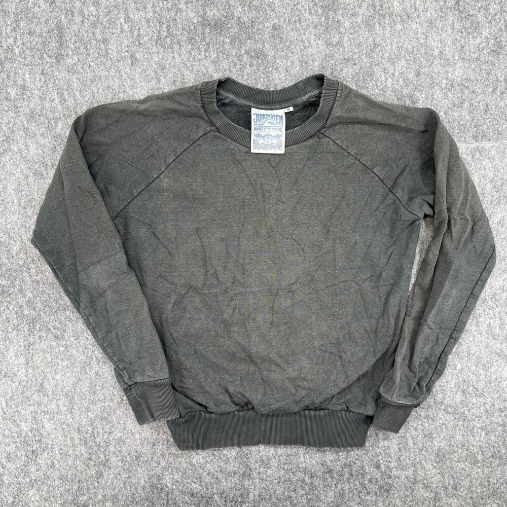Jungmaven Sweater Mens Small Hemp Organic Cotton Raglan Gray Made in USA